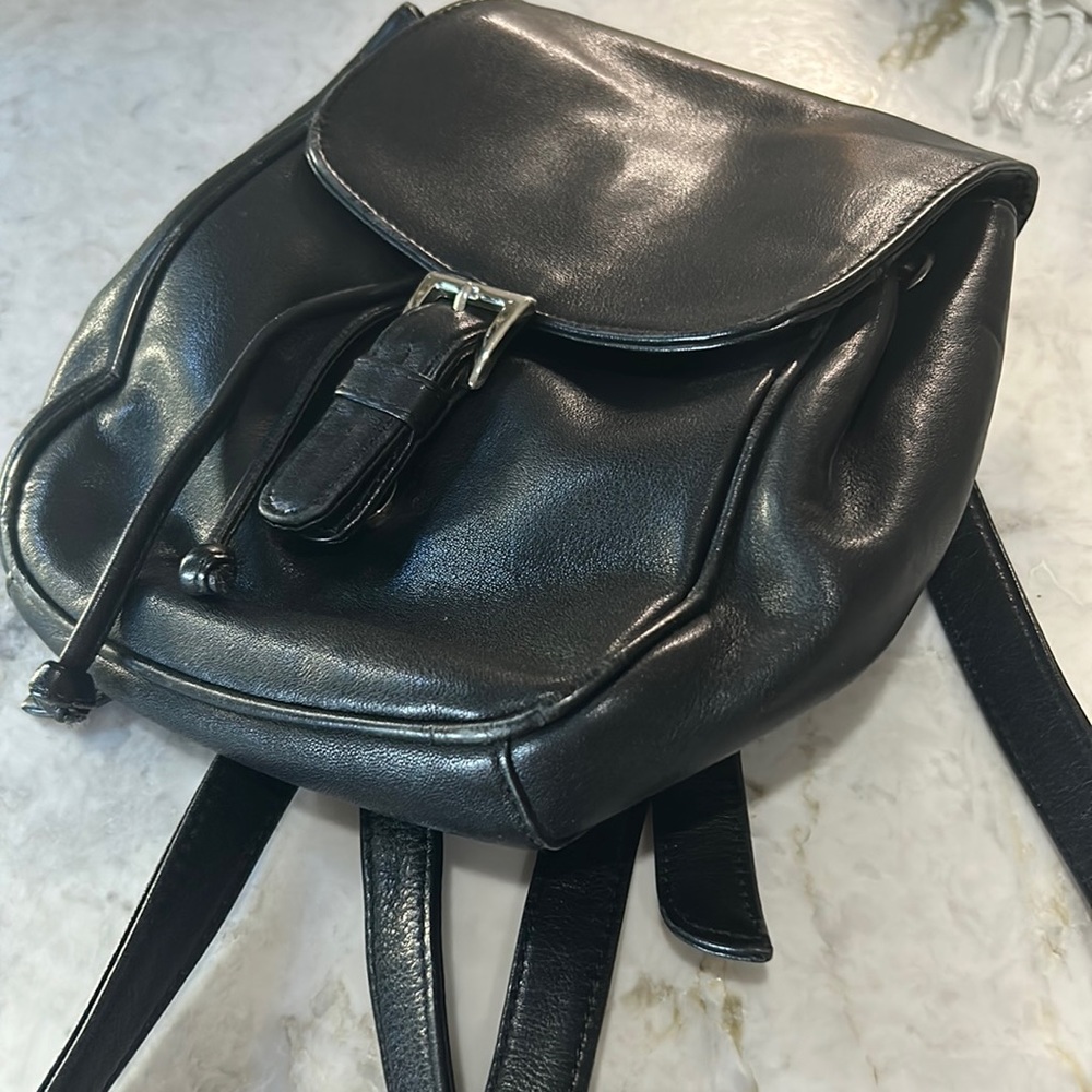 Soft luxurious black leather Enzo Angiolini Mini Leather BackPack